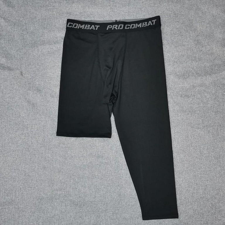 Men's One Leg Compression 3/4 Capri Tights Pants Athletic Basketball Base  Layer