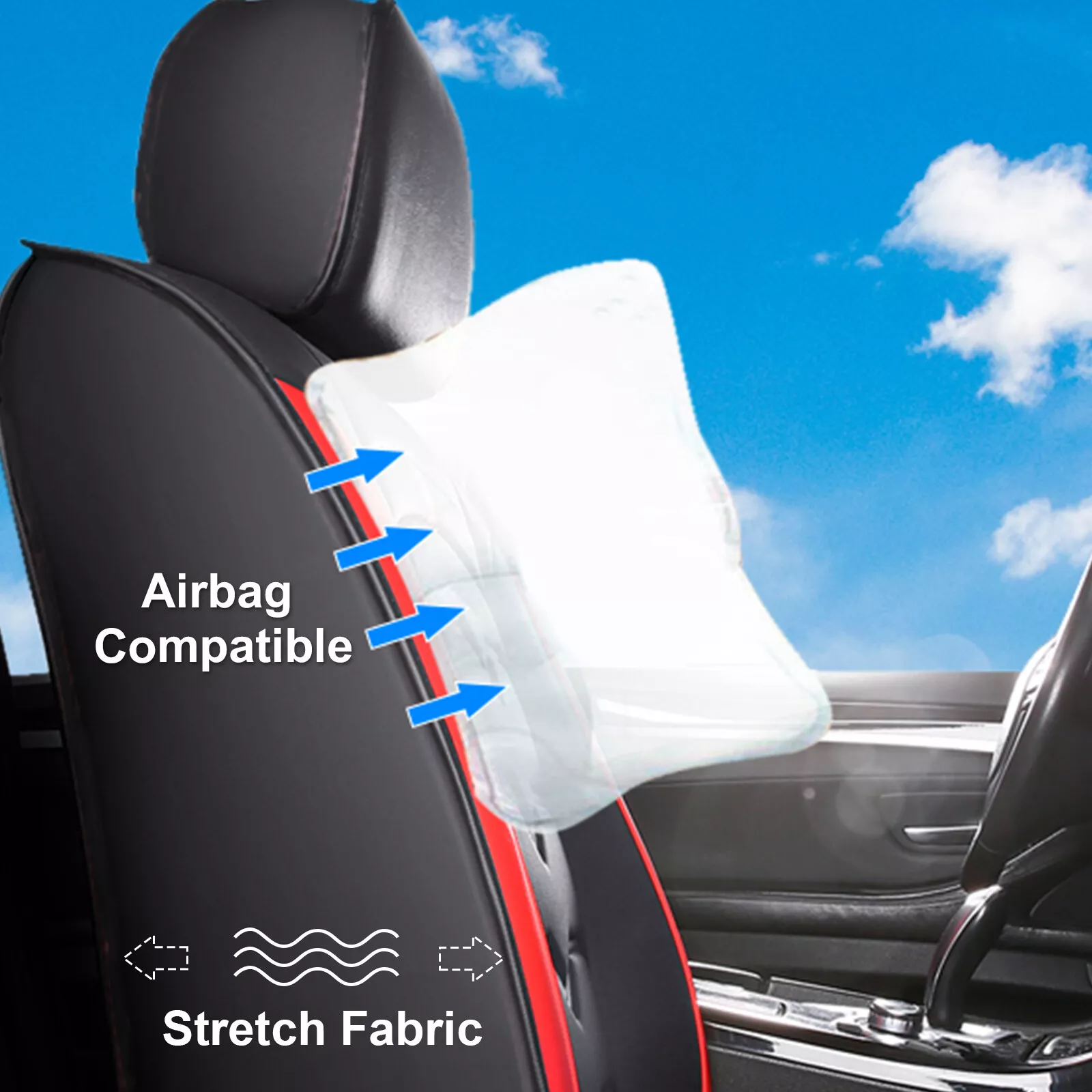 WILLJOY Car Seat Cover for Nissan Maxima 2004-2024, Comfortable PU Leather Front Rear Cushion Protector Black Red