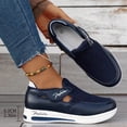 thumbnail image 3 of HEWUQI Womens Wedge Platform Slip on Lightweight Knit Mesh Casual Walking Shoes Breathable Non Slip Fashion Tennis Running Sneakers Blue Size 6, 3 of 5