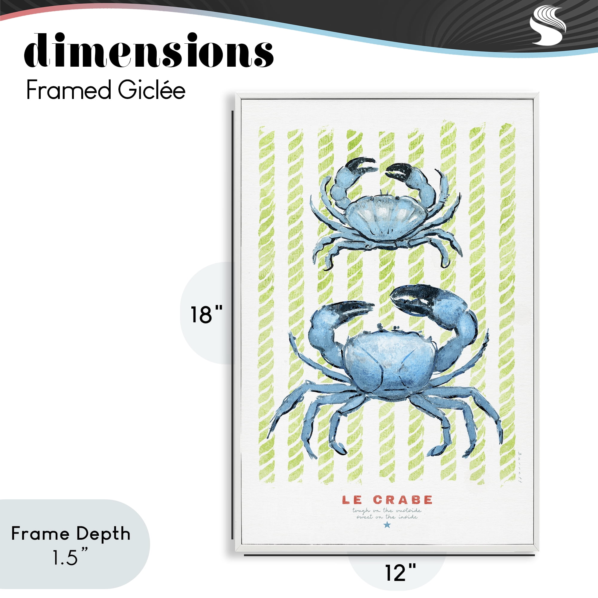 Stupell Industries Modern Bistro Crabs White Framed Giclee Art, design by Chad Barrett