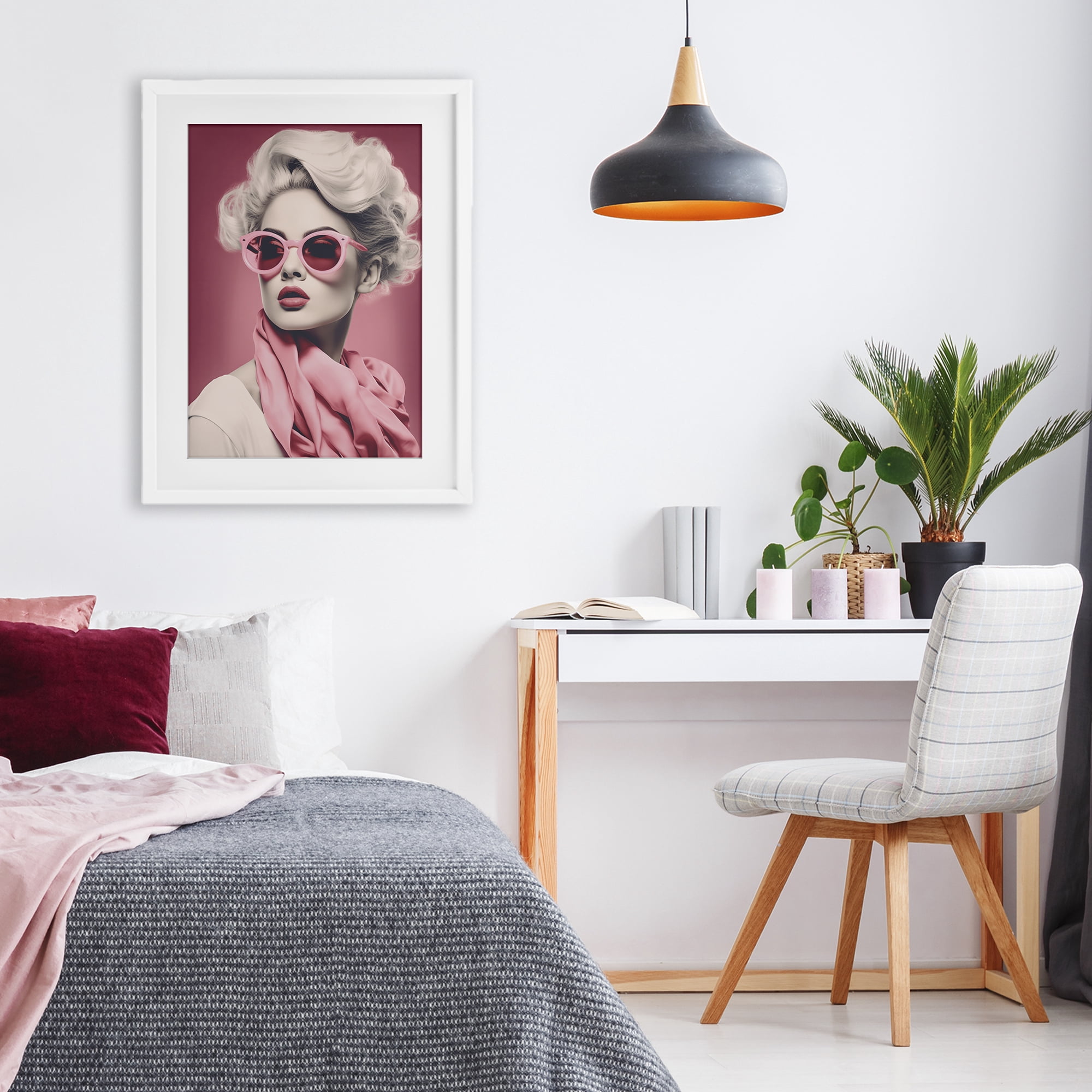 Stupell Industries Iconic Retro Chic Portrait White Framed Print Under Glass, design by Andrea Haase