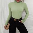 thumbnail image 2 of Lindreshi Sweaters for Women Trendy Clearance Fashion Women Solid Long Sleeve Pullove Turtleneck-Neck Casual Sweater Tops, 2 of 8