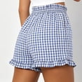 thumbnail image 5 of Cutuoiiu Women's High Waist Gingham Shorts Elastic Ruffled Waist with Ruffle Hem, Casual Summer Beach Shorts with Pockets, 5 of 6