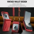 thumbnail image 4 of for Samsung Galaxy Z Flip 5 Case Wallet, 2 in 1 Detachable Magnetic Card Holder PU Leather Kickstand Case [Card Cash Slot] [Wireless Charging] Shockproof Cover For Samsung Galaxy Z Flip 5,Red, 4 of 12