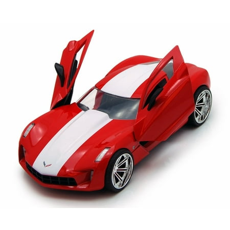 2009 Chevy Corvette Stingray Concept, Red w/ White stripe - Jada Toys 92387 - 1/24 scale Diecast Model Toy Car (Brand New, but NOT IN