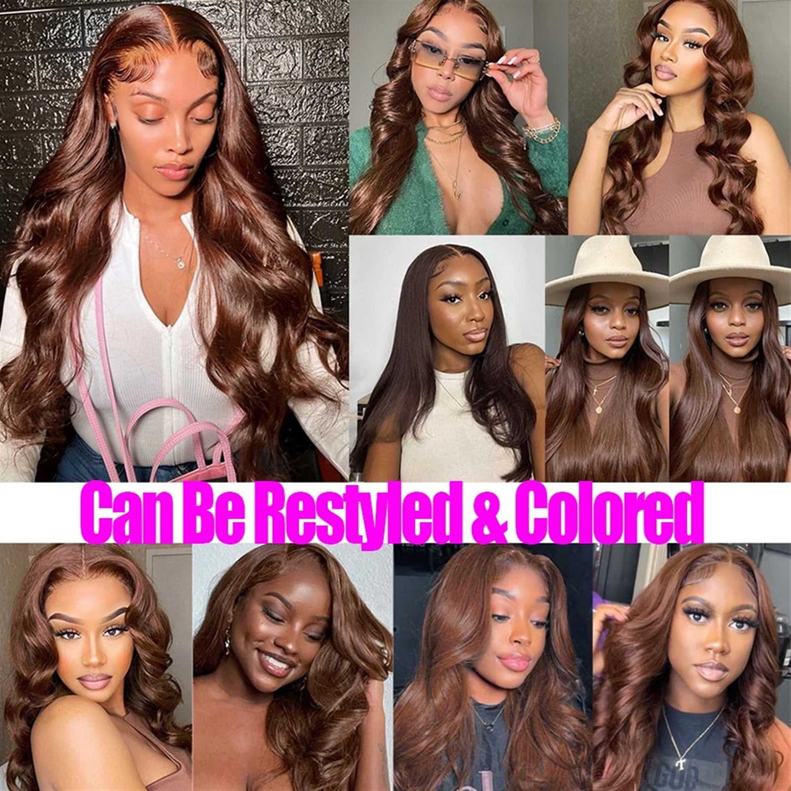 8Pcs 20 Clips Wavy Curly Full Head Clip in on Double Weft Hair Extensions Human Hair for Women - Thick Wavy Hairpieces, Soft Hair & Blends Well Hair Extensions, Brown Color