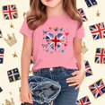 thumbnail image 3 of T-Shirt Graphique à Manches Courtes et Col Rond pour Enfants, Imprimé Drapeau Britannique, Mélange Doux de Polyester et Spandex, Haut Décontracté Respirant, Lavable en Machine, pour Garçons et Filles, 3 of 4