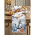 thumbnail image 3 of Ocean Anchors Table Runner, Orange Blue Summer Sea Corals Shells Starfish Cotton Linen Kitchen Table Decoration Washable Dining Tabletop Runners for Home Party Decor 16x72 Inches, 3 of 9