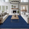 thumbnail image 3 of Dark Blue Area Rugs 8'x10', Washable Small Throw Rugs for Living Room Patio, Retro Farmhouse Plants Wall Lines Texture Indoor Outdoor Rug Non-Slip Low Pile Carpet Runner Reversible Floor Mats, 3 of 8