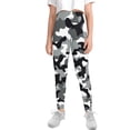 thumbnail image 2 of COEQINE Camo Black Grey Girls' Sport Legging Buttery Soft High Waist Yoga Pants for Jogging, for 6-7 Years Kids Girls, 2 of 7
