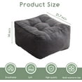 thumbnail image 3 of Square Stuffed Pouf Ottoman, Corduroy Poufs with Foam Chunk Filling, Furry and Fluffy Pouf Foot Stool Storage Ottoman, 21 X 21 Floor Poufs Foot Rest for Living Room, Dark Grey, 3 of 12