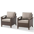 thumbnail image 2 of PARKWELL Outdoor Wicker Lounge Chair Set of 2,All-Weather Rattan Bistro Set Accent Club Chair,Ideal for Porch Deck Backyard,Brown/Beige, 2 of 10