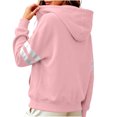 thumbnail image 6 of LUVDA Stripe Sleeve Zip Up Hoodie for Women Athletic Sweatshirt with Kangaroo Pocket Casual Loose Fit Top, 6 of 7