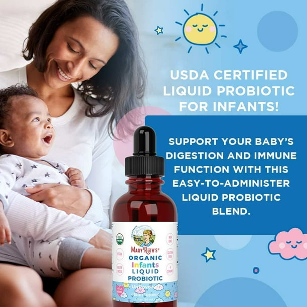 MaryRuth's Organic Infant Probiotic, Liquid Drops, 60 Servings, 1 fl oz, Digestive Supplement Walmart.com