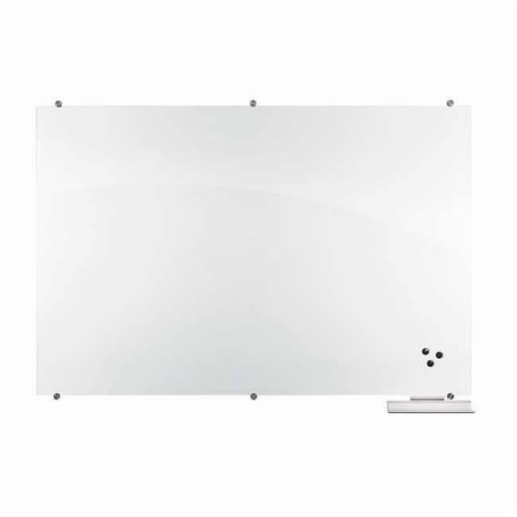 Mooreco Dry Erase Board, Glass, 48 in, 72 in, No Frame Frame, White, Gloss 83845