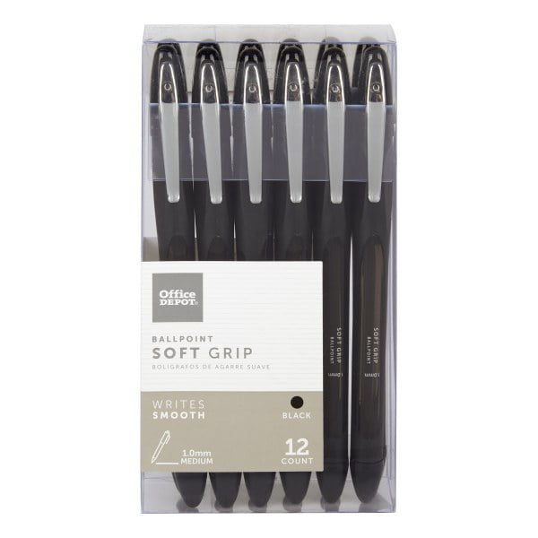 Office Depot® Super Comfort Grip Ballpoint Pens With Caps, Medium Point