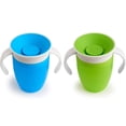 thumbnail image 2 of Juego de vasos para sorber 360 Trainer y para niños pequeños, a prueba de derrames, paquete de 2, azul/verde, vaso a prueba de fugas y asfixia, vaso de aprendizaje, 2 of 5