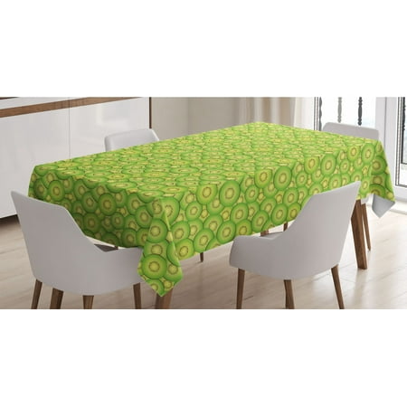 

Kiwi Tablecloth Illustration of Continuous Pattern with Exotic Fruit Slices Rectangle Satin Table Cover Accent for Dining Room and Kitchen 60 X 84 Lime Green Pastel Yellow by Ambesonne