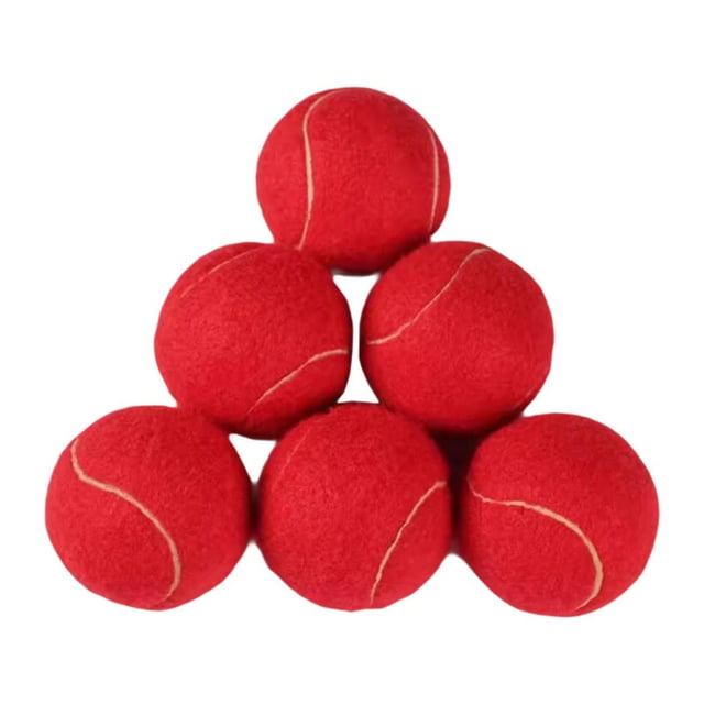 koolsoo 6Pcs Tennis Balls 2.52" Dia Wear Resistant for Racquet Sports Indoor Outdoor Red