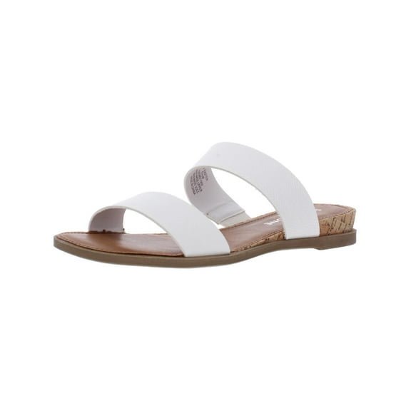 Sun   Stone Womens EastenP Faux Leather Slide Sandals White 9.5 Wide (C,D,W)