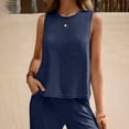 thumbnail image 6 of ZZwxWA Women's Two Piece Outfits Summer 2025 Solid Color Sleeveless Crew Neck Outfit Casual Wide Leg Pants Set with Pockets, 6 of 6