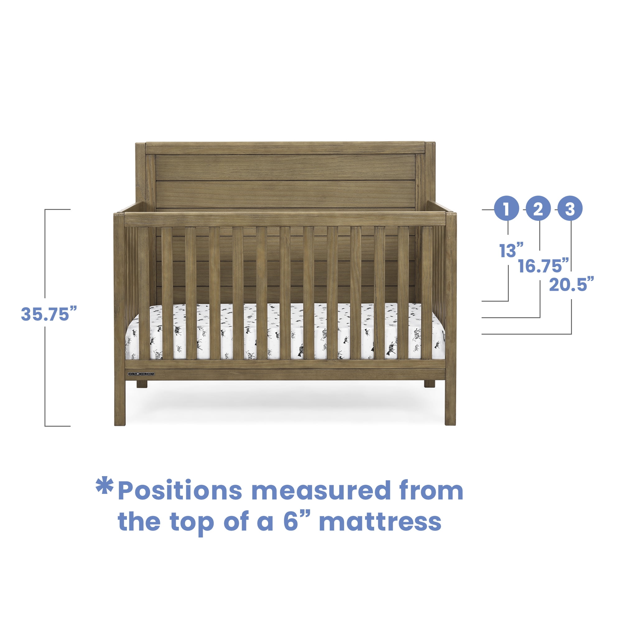 Delta Children Cambridge 4-in-1 Convertible - Greenguard Gold Certificed Crib, Rustic Acorn