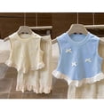 thumbnail image 4 of OSOLU Toddler Spring/summer Girls Bow Short Vest Style Baby Lace Lace Patchwork Sleeveless Tops Trend Newborn Stylish Dailywear, 5/120, 4 of 7