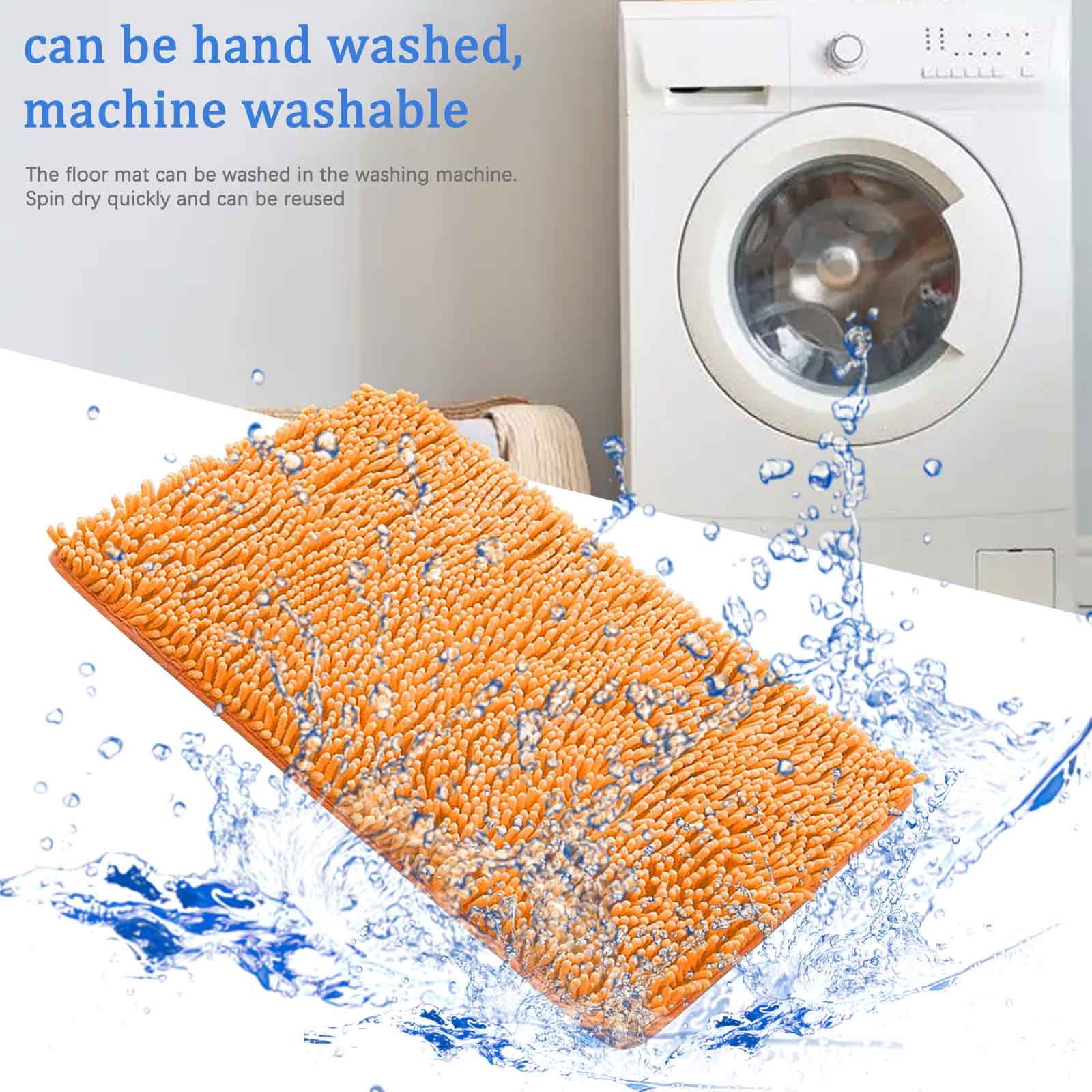 Kingtowag Bath Mat, Orange Bathroom Carpet Absorbent Bathroom Mat Soft and Comfortable Furry Thickened Bathroom Carpet Machine Washable Reusable, 1Pc Bathroom Mat Orange