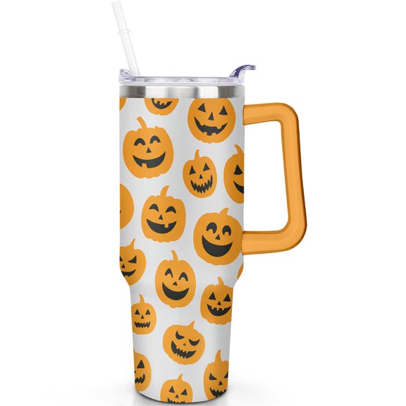 1pc Halloween-2 40oz Tumbler with Straw & Handle - Insulated Stainless Steel Cup | Holiday Gift for Man Women (Christmas, Valentine's, Birthday)