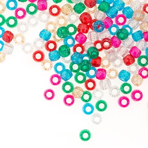 Hair Beading Great Craft Projects for All Ages Round Plastic Bead With Center Hole Key Chains 9mm Diameter Darice Assorted Glow in the Dark Multi-Color Pony Beads Bead Jewelry 1 lb Ornaments Bag