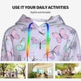 thumbnail image 4 of Lsque Purple Butterfly Pattern Casual Women's Hoodie,Hooded Sweatshirt with Kangaroo Pocket,Pullover Hoodie with Eye-catching Drawstrings-X-Large, 4 of 7