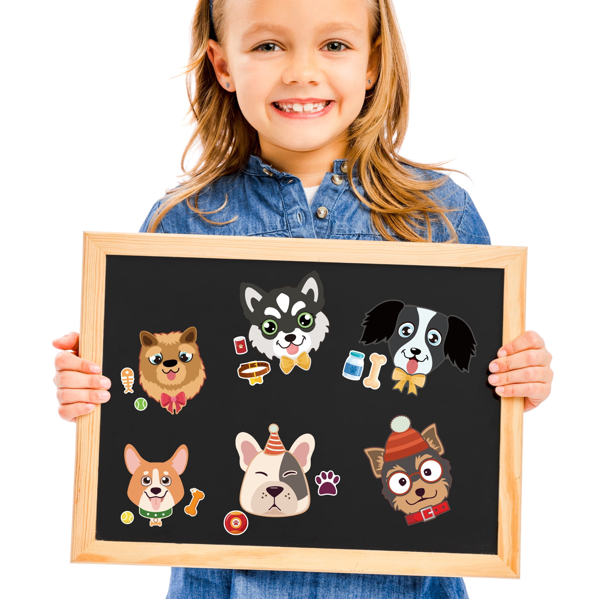 24-Pack Cartoon Dog Head Puzzle Stickers - DIY Adhesive Stickers for Kids and Creative Projects