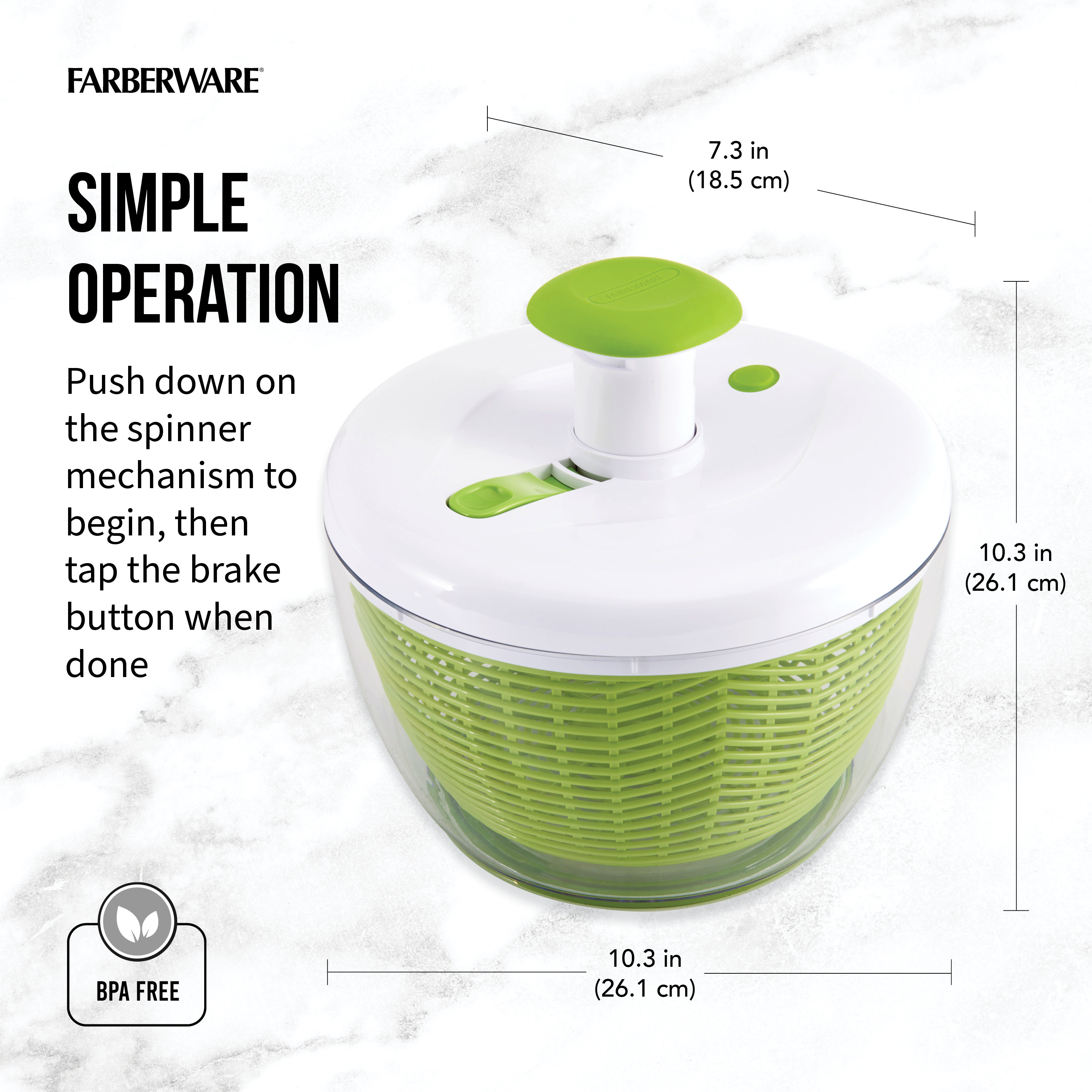 Farberware Professional Plastic 2.4 lb Salad Spinner Green with White Lid - image 4 of 26