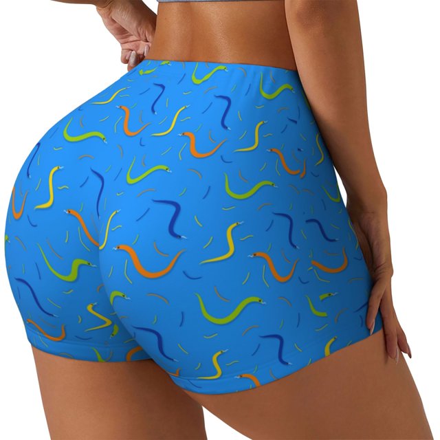 Balery Colorful Snake Pantalones cortos de entrenamiento estampados para mujer, sin costuras, ajustados, para gimnasio, yoga, correr, deportes, ejercicio activo, fitness.-X-Large