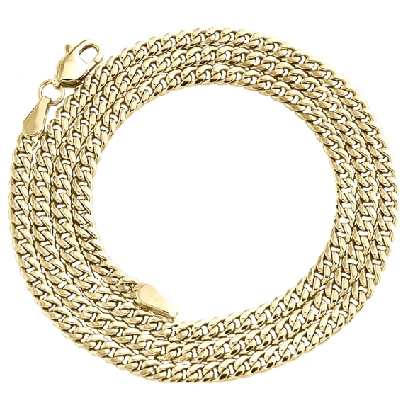10K Yellow Gold 2.90mm Hollow Miami Cuban Link Chain Lobster Necklace 24 Inch