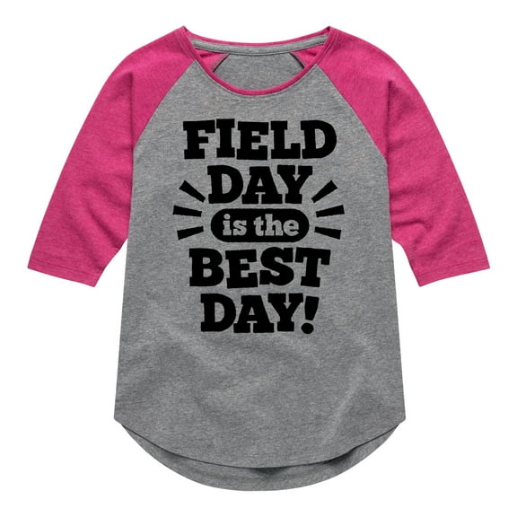 Instant Message - Field Day Is The Best Day - Toddler And Youth Girls Raglan Graphic T-Shirt