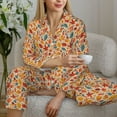 thumbnail image 4 of Salouo Autumn Leaves 3 Pattern Women's Pajamas Set Long Sleeve Button Down Sleepwear Soft Pj Lounge Sets for women 2 Piece Pjs Set with Long Pants -Large, 4 of 8