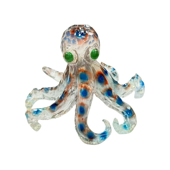 Octopus Figurine Colorful Blown Glass Art Decor Unique Marine Animal Collectible Decoration For Home Office