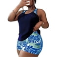 thumbnail image 2 of Women's Plus Size Two-Piece Bikini Set Split Swimsuit, Comfortable Swimwear for Beach, Pool, and Vacation, Ideal for Spring Break and Summer Activities Dark Blue 2XL, 2 of 6