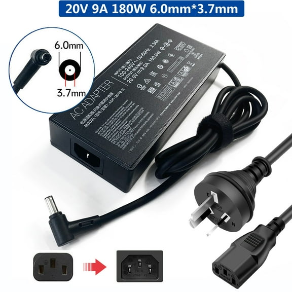 20V 9A 180W 6.0mm*3.7mm Laptop AC Adapter Charger for Asus 0A001-00262300 FX505DT-UB52 TUF565GE TUF506II FX705DY-AU034T Q547FD-BI7T9 TUF566IH TUF765GE GA401IV-BS96-WH GX531GM-I7614T FX505D TUF566I