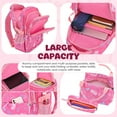 thumbnail image 6 of 3PCS School Backpack with Lunch Bag & Pencil Pouch, Printed Girls School Bag Set for Primary Middle School Students - Rose Red, 6 of 8