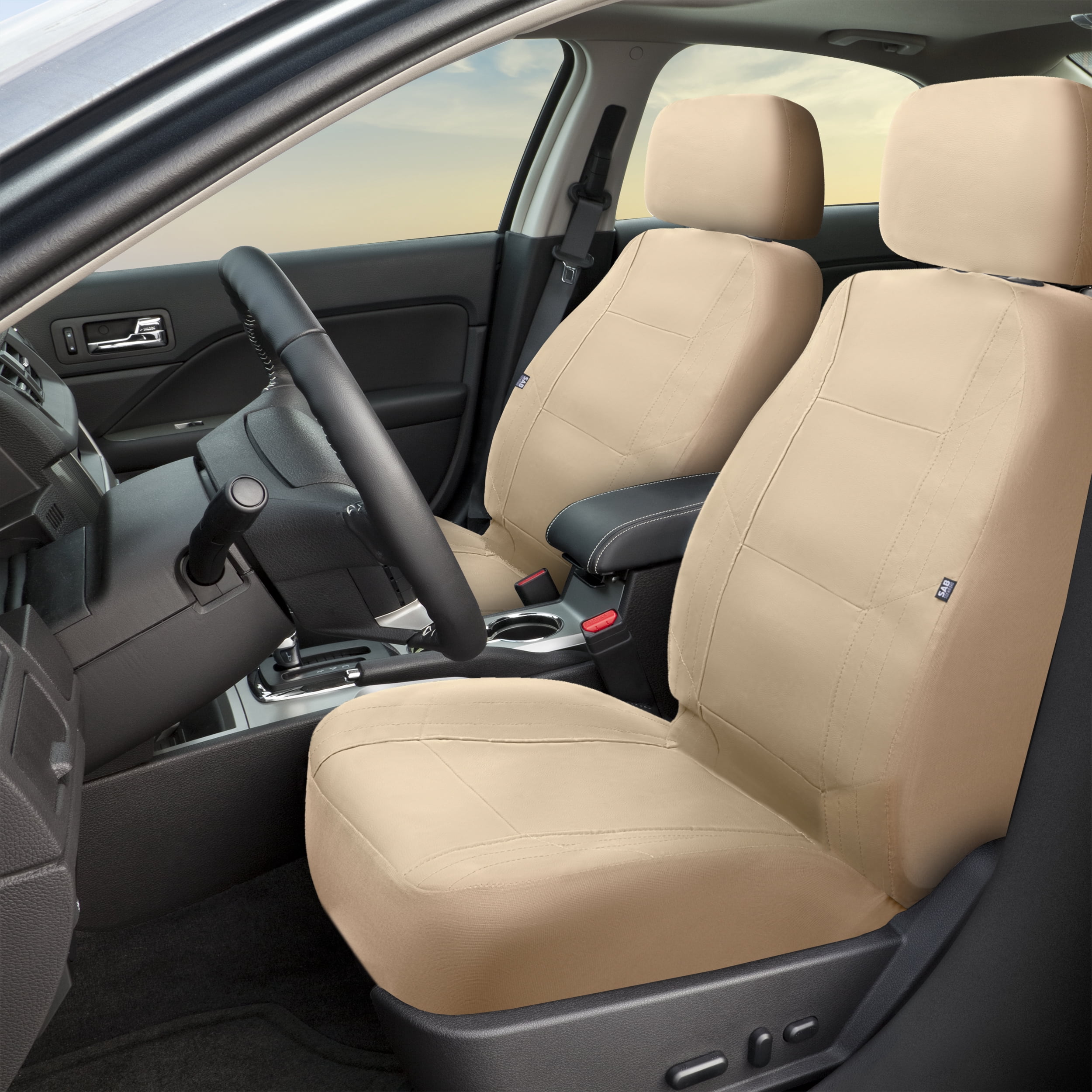 Custom Accessories Car Seat Covers Midnight Plush 2-Piece Tan