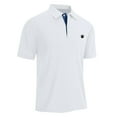 thumbnail image 4 of Mens Polo Shirt Business Breathable Slim Fit Short Sleeve Tops Button Up Collared Performance Golf Casual Mens Shirts White S, 4 of 5