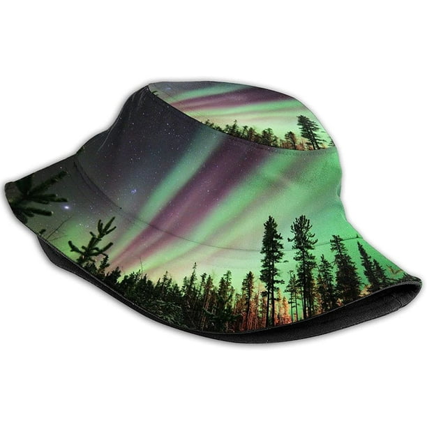 Northern Lights Bucket Hat Travel Summer Beach Hat Sun Uv Protection  Foldable Fisherman Hat Fashion Cap for Women Men Unisex 