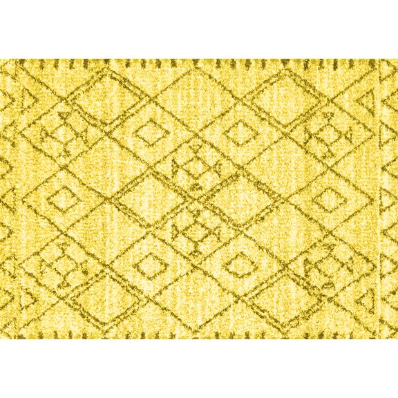 Ahgly Company Machine Washable Indoor Rectangle Solid Yellow Modern Area Rugs, 2' x 3'