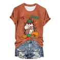 thumbnail image 2 of Sixuan Halloween Shirts for Women, Tshirts Womens Fall Fashion 2024 Tops, Women'S Casual Cartoon Pumpkin Print Round Neck Short Sleeve Top T Shirt, 2 of 4