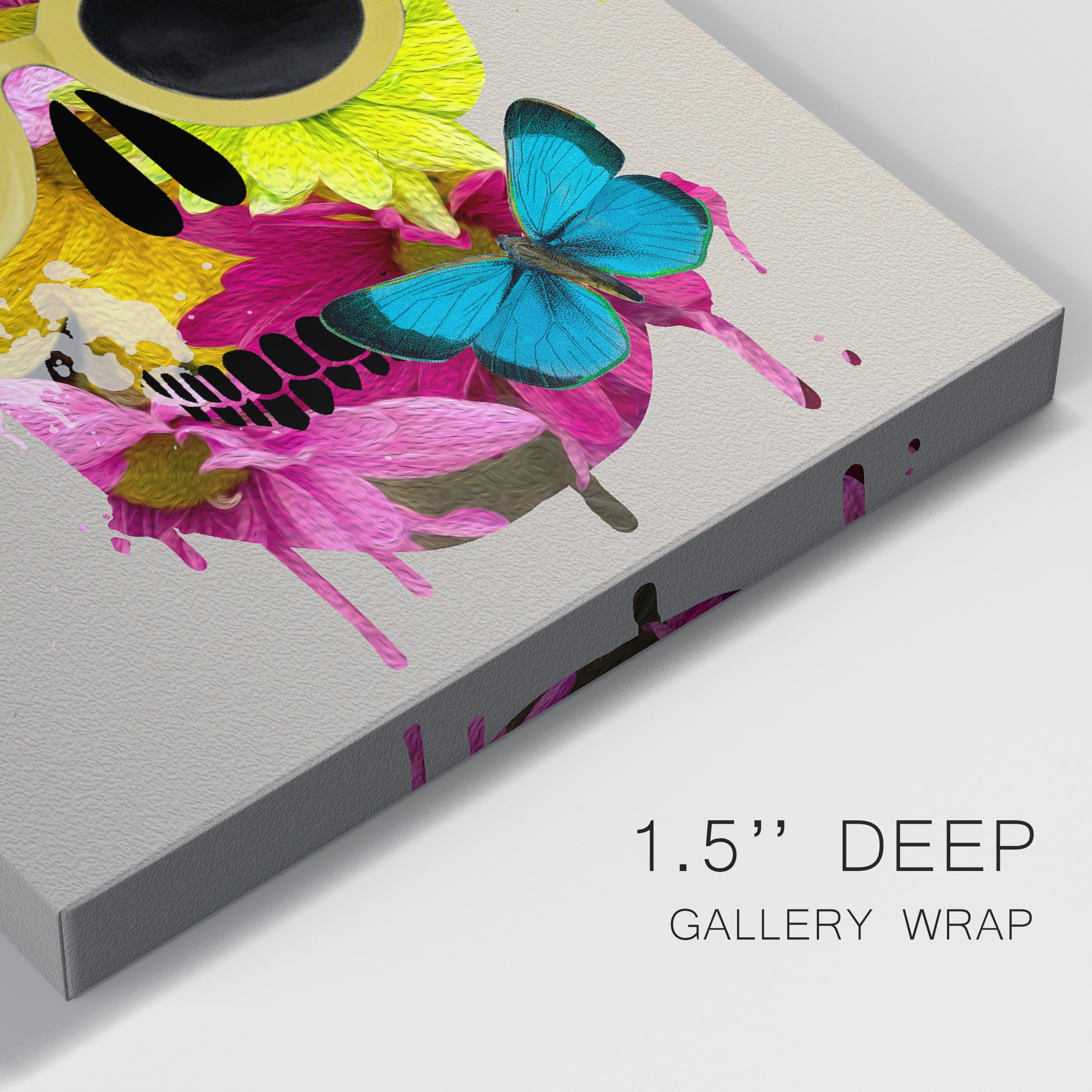 Floral Skull Premium Gallery Wrapped Canvas - Ready to Hang - 32 x 48