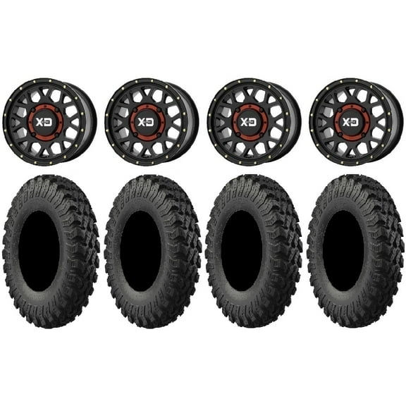 KS135 Grenade Black 15" Wheels 30" MotoRally Tires Can-Am Maverick X3 / Honda Pioneer 1000 / Talon