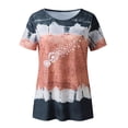 thumbnail image 4 of Hauts pour Femmes Décontractés Été Manches Courtes Tunique Ample T-Shirts Chic Henley Col Rond Mode Imprimé Blouses Basiques, 4 of 4
