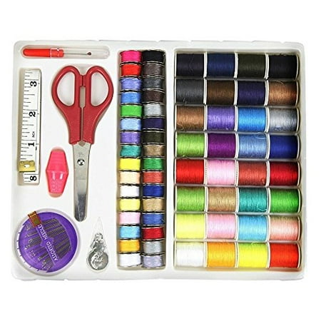 Needle Thread Quilting Machines - HAITRAL 100 Piece Sewing Thread Kit, Sewing Machine Starter Kit, Multi-color, Polyester Material, Efficient Stitching, Travel Kit, Thread Storage Organizer, Scissors, Measuring Tape, Needles (HT-AS01)